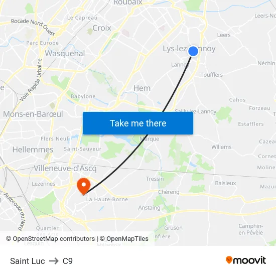 Saint Luc to C9 map
