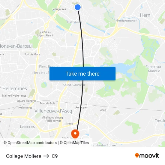 College Moliere to C9 map