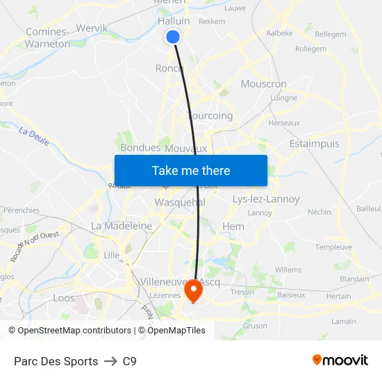 Parc Des Sports to C9 map