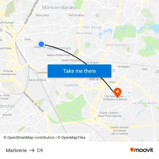 Marbrerie to C9 map