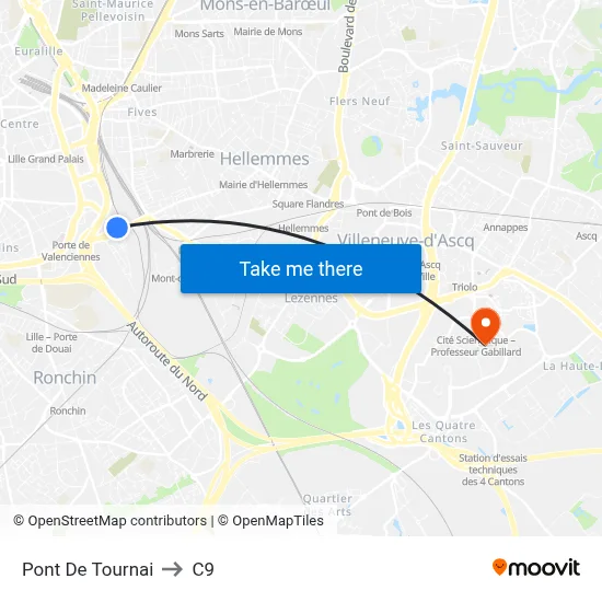 Pont De Tournai to C9 map
