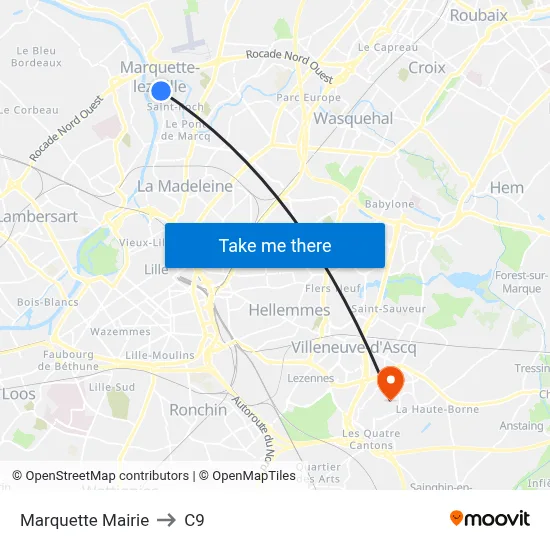 Marquette Mairie to C9 map