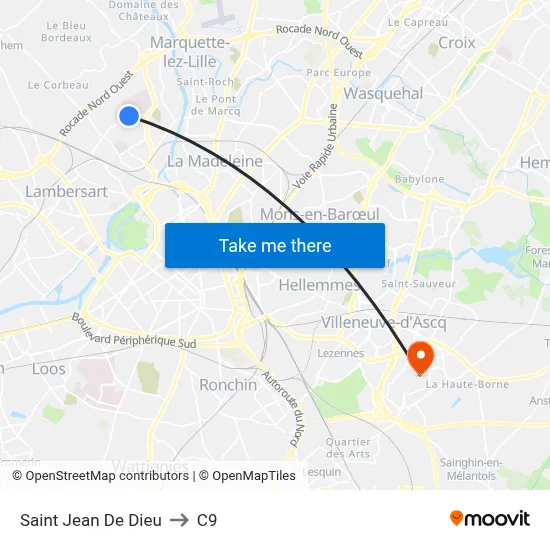 Saint Jean De Dieu to C9 map