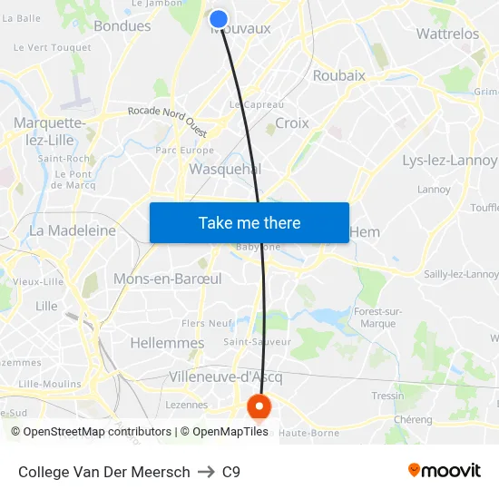 College Van Der Meersch to C9 map