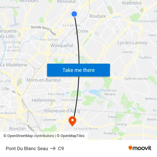 Pont Du Blanc Seau to C9 map