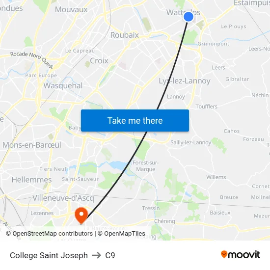 College Saint Joseph to C9 map