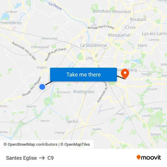 Santes Eglise to C9 map