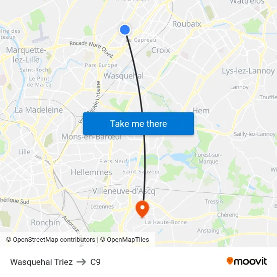 Wasquehal Triez to C9 map