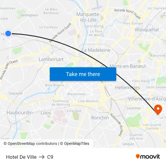 Hotel De Ville to C9 map