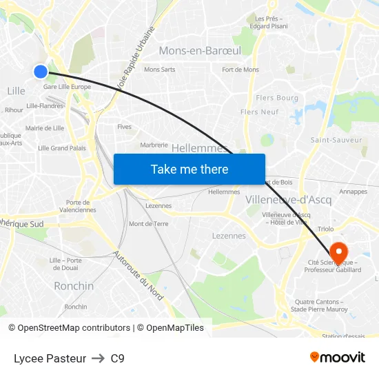 Lycee Pasteur to C9 map