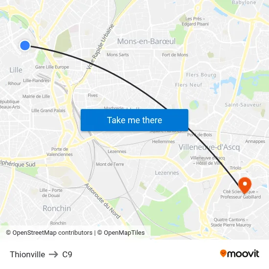 Thionville to C9 map