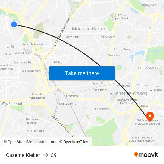 Caserne Kleber to C9 map
