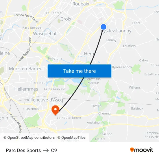 Parc Des Sports to C9 map