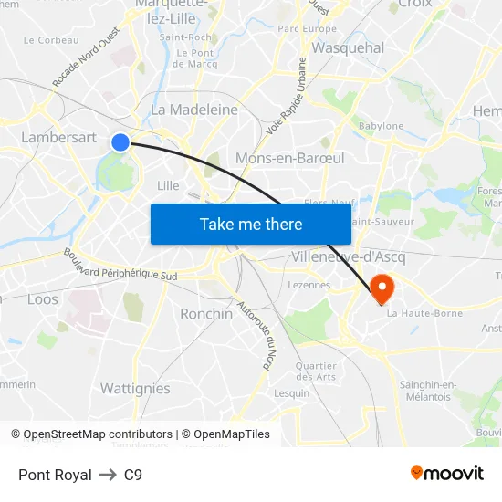 Pont Royal to C9 map