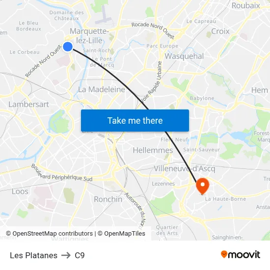 Les Platanes to C9 map