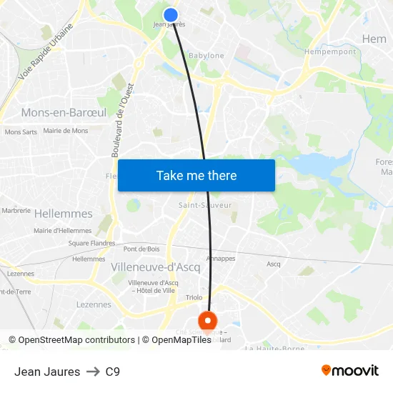 Jean Jaures to C9 map