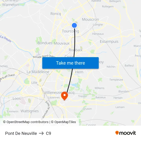 Pont De Neuville to C9 map