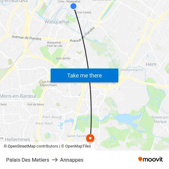 Palais Des Metiers to Annappes map