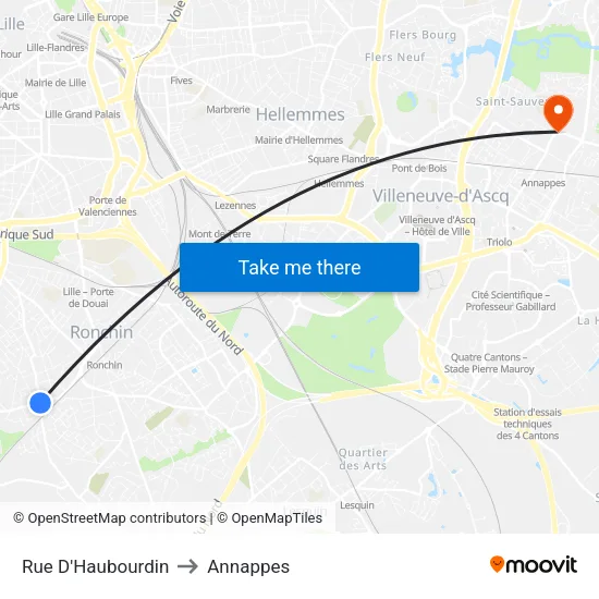 Rue D'Haubourdin to Annappes map