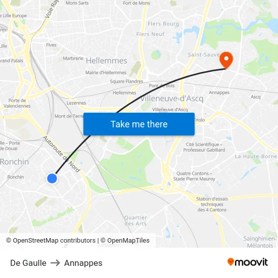 De Gaulle to Annappes map