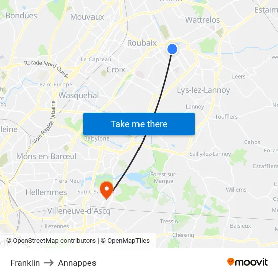Franklin to Annappes map