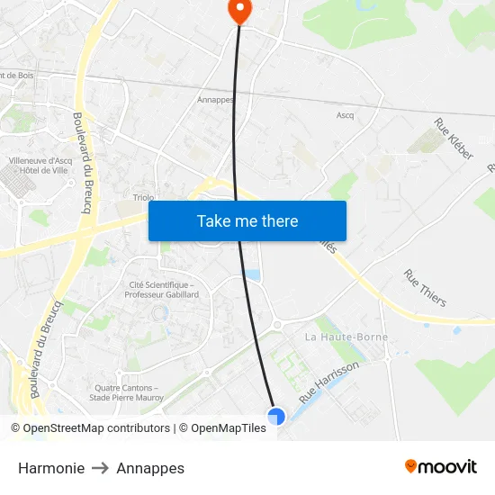 Harmonie to Annappes map