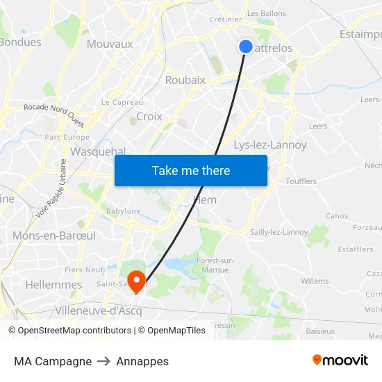 MA Campagne to Annappes map