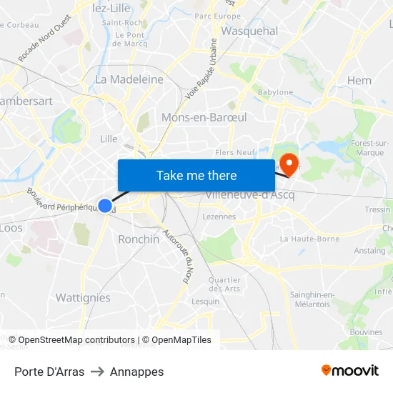 Porte D'Arras to Annappes map