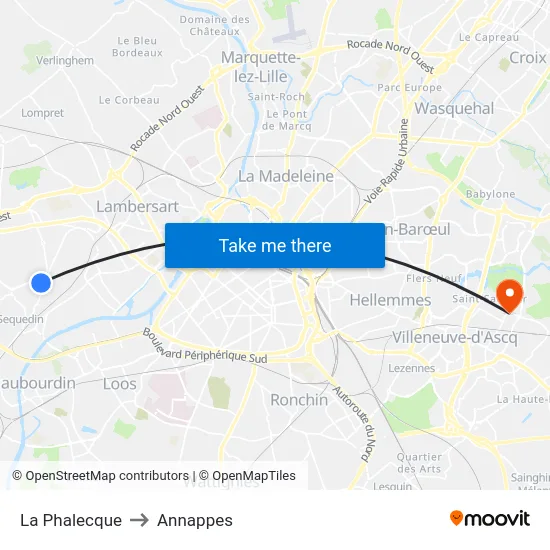 La Phalecque to Annappes map