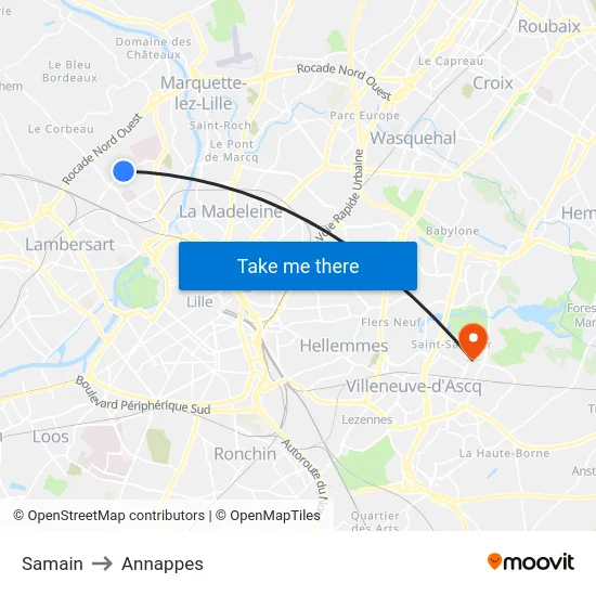 Samain to Annappes map