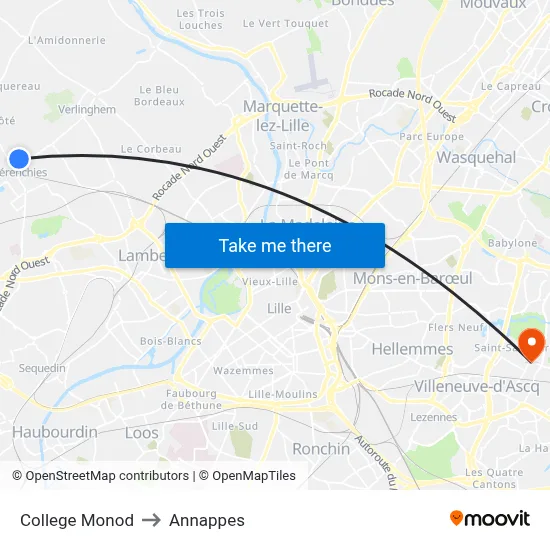 College Monod to Annappes map