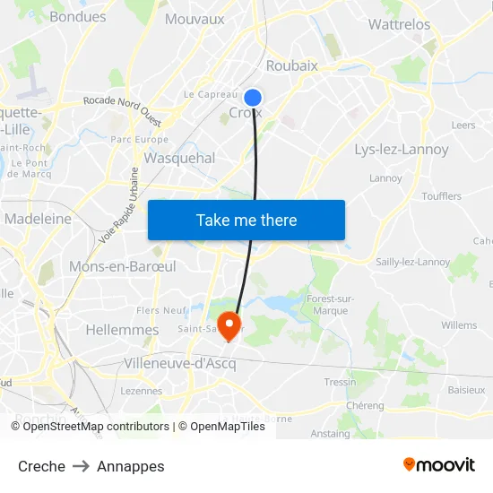 Creche to Annappes map