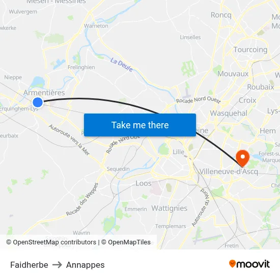 Faidherbe to Annappes map