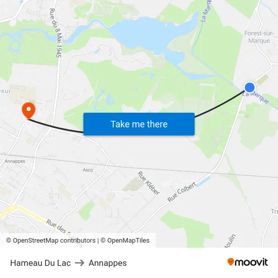 Hameau Du Lac to Annappes map