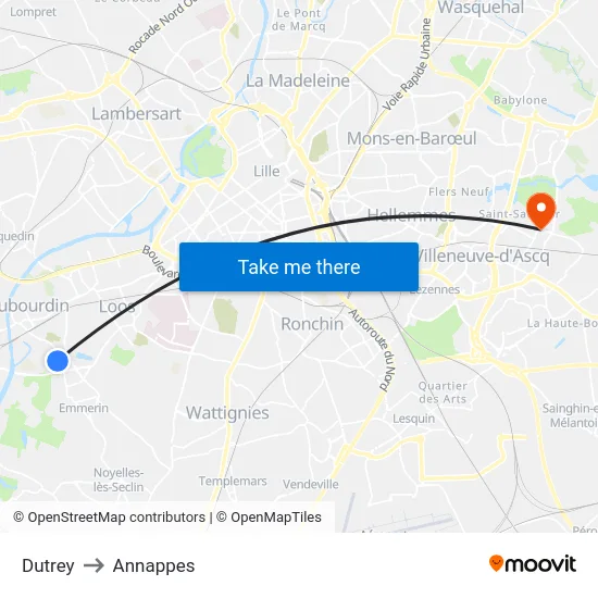 Dutrey to Annappes map