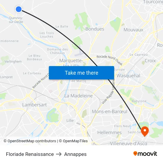 Floriade Renaissance to Annappes map