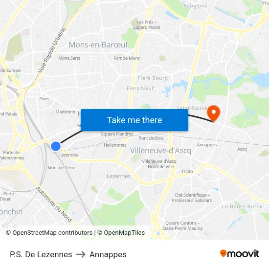 P.S. De Lezennes to Annappes map