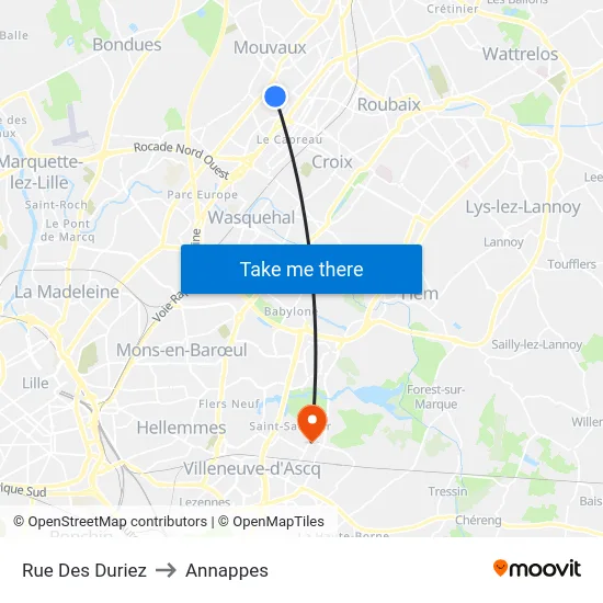 Rue Des Duriez to Annappes map