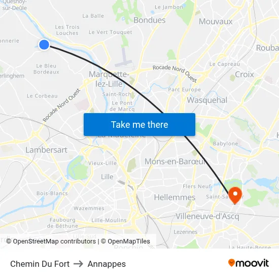 Chemin Du Fort to Annappes map