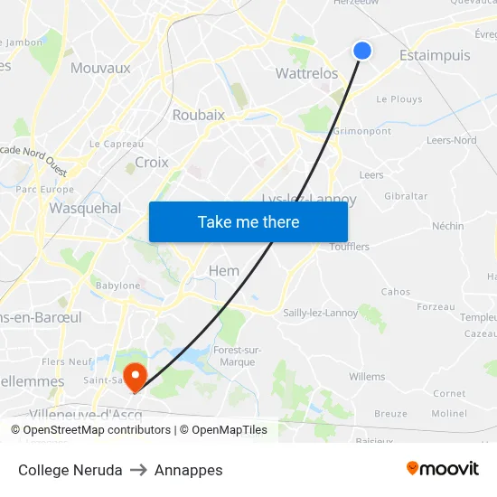 College Neruda to Annappes map