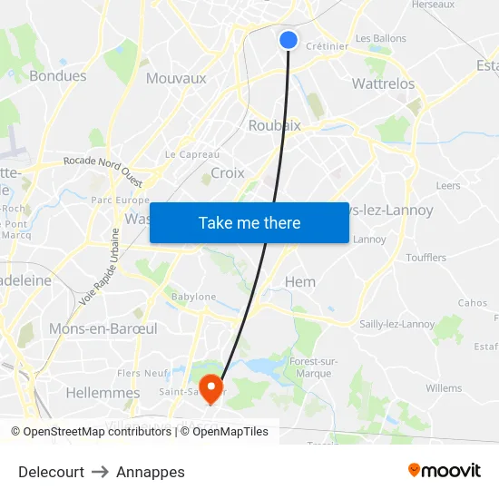 Delecourt to Annappes map