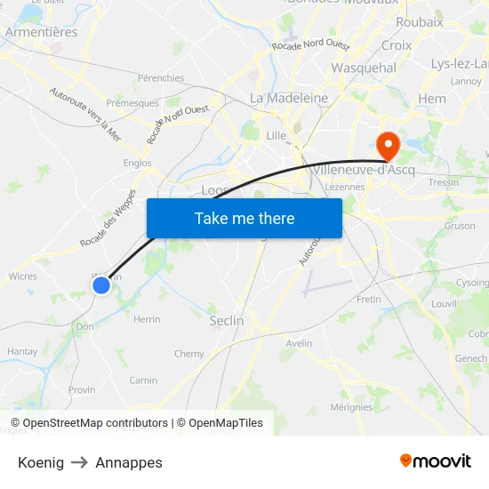 Koenig to Annappes map