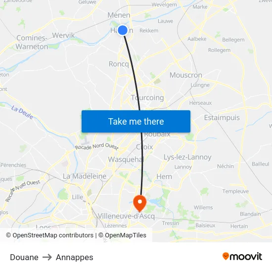 Douane to Annappes map