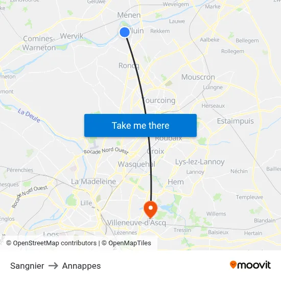 Sangnier to Annappes map