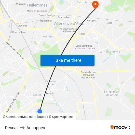 Descat to Annappes map