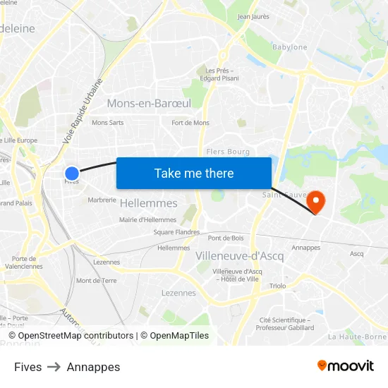 Fives to Annappes map