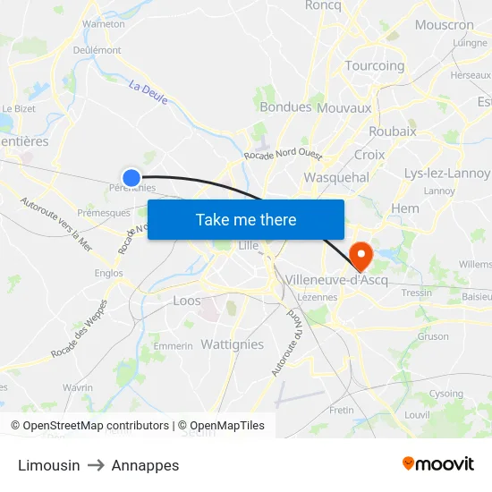 Limousin to Annappes map