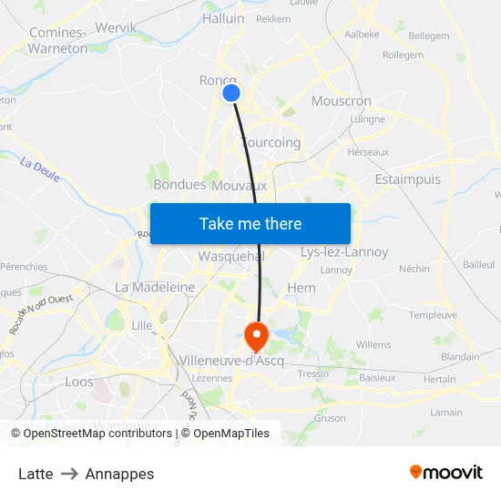 Latte to Annappes map