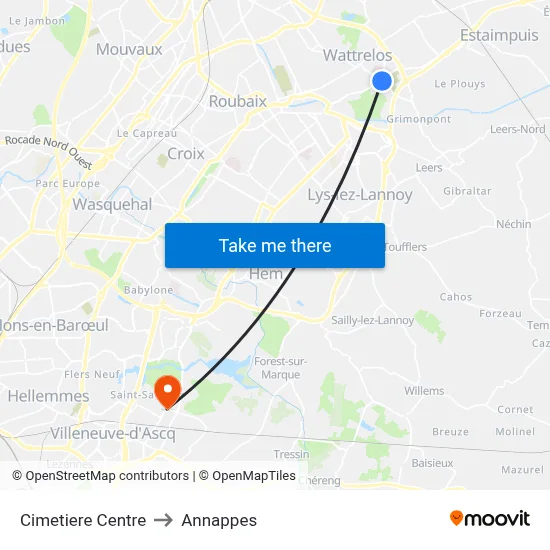 Cimetiere Centre to Annappes map