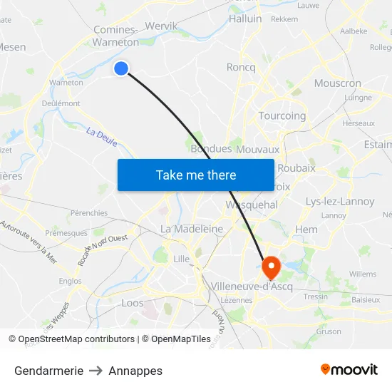 Gendarmerie to Annappes map